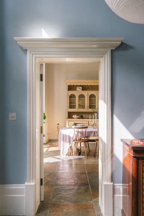 Grand Rooms and Vibrant Colors in an English Country Home 12 English Country Home, Cottage Loft, Airbnb Design, Flagstone Flooring, Room Of One's Own, Timber Panelling, Deal Kent, Colored Ceiling, Vantage Point