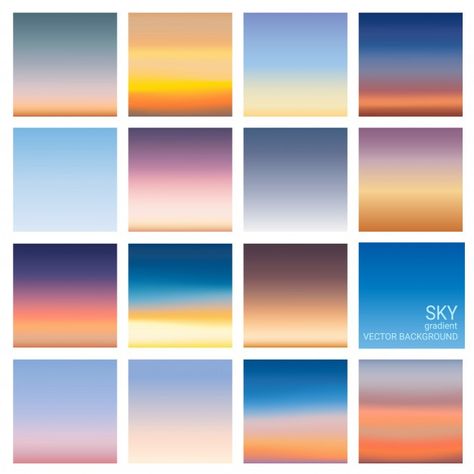 Sky In Different Colours, Sky Gradient Color Palette, Gradient Sky Painting, Blue Sky Color Palette, Sky Color Palette, Background Light Blue, Weave Placemats, Gradient Painting, Gradient Sunset