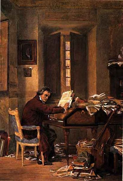 Ludwig van Beethoven 1770-1828.  My favorite composer.  I grew up with a print of this picture in our house.  Memories. Beethoven Art, Beethoven Quotes, Classical Art Memes, Ludwig Van Beethoven, Classical Musicians, Romantic Period, Classical Period, 19th Century Paintings, Music Composers