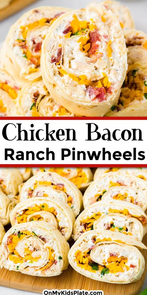 Chicken Bacon Ranch Pinwheels, Bacon Ranch Pinwheels, Chicken Bacon Cheese, Ranch Pinwheels, Appetizers Cold, Pinwheel Recipes, Easy Wrap, Chicken Bacon Ranch, Bacon Ranch