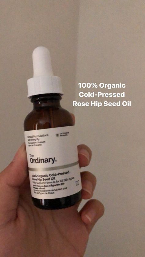 The Ordinary 100% Organic Cold-Pressed Rose Hip Seed Oil naturally hydrates skin, by brightening & balancing uneven skin tone. Supporting skin elasticity & promoting more radiant-looking skin. #beautyskincare #skincare #beautyproducts Rose Hip Oil The Ordinary, The Ordinary 100% Organic Cold-pressed Rose Hip Seed Oil, The Ordinary Rosehip Seed Oil, Ordinary Rose Hip Seed Oil, The Ordinary Rosehip Oil, Dr Belongings, Rose Hip Seed Oil, Material Gworl, Rose Hip Oil