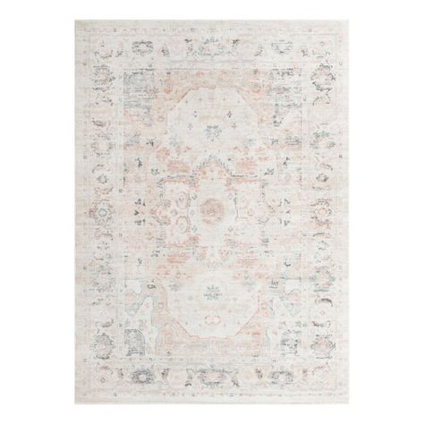 Langley Street Hagood Area Rug in Ivory/Gray/Pink & Reviews | Wayfair Persian Pattern, Pink Area Rug, Medallion Design, Neutral Palette, Ivory Rug, Modern Traditional, Vintage Area Rugs, Pink Rug, My New Room