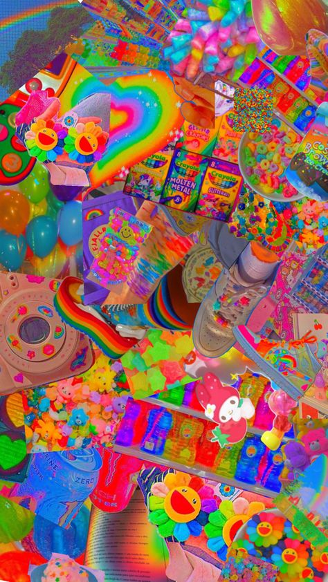 Rainbow Room Aesthetic, Kidcore Room, Decora Aesthetic, Kidcore Wallpaper, Kid Core Aesthetic, Soft Kidcore, Kidcore Aesthetic, Dreamcore Weirdcore, Rainbow Aesthetic