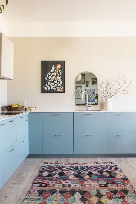 Light Blue Kitchen, Colorful Scandinavian, Latest Kitchen Trends, Danish Pastel Decor, Light Blue Kitchens, Kitchen Organisation, Pastel Decor, Scandi Design, Dream Cottage