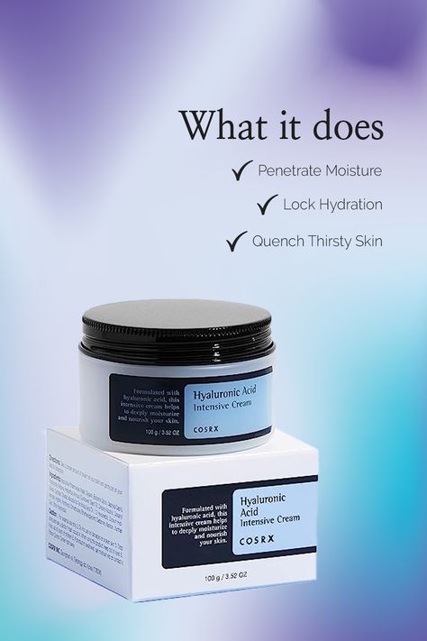 Hydrate & Glow with COSRX Hyaluronic Acid Cream! 💧✨ Experience intense moisturization with hyaluronic acid. Plump, smooth, and non-greasy formula for all skin types. Embrace the ultimate hydration today! #Skincare #HyaluronicAcid #GlowingSkin #COSRXEssence Cosrx Hyaluronic Acid, Cosrx Hyaluronic, Skin Quotes, Hyaluronic Acid Cream, Beauty Skin Quotes, Hyaluronic Acid Moisturizer, Moisturizer For Sensitive Skin, Korean Skin Care, Glowing Skincare