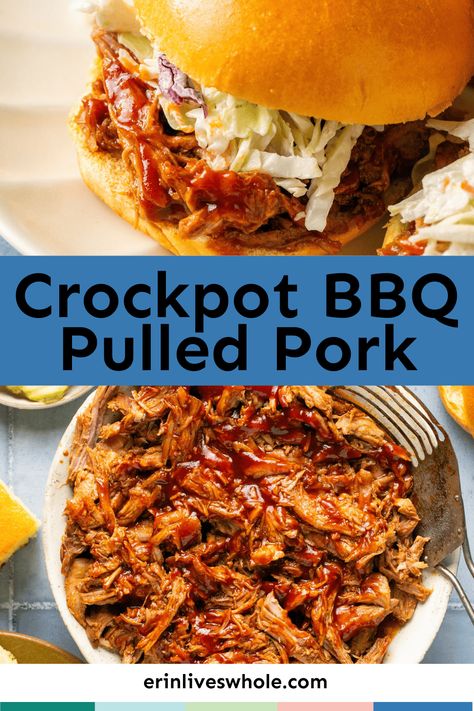 Tonight's dinner just got way easier! This Crockpot BBQ Pulled Pork is a simple recipe that combines lots of ease and even more flavor. With 8 servings, this dish is great for a crowd! Crock Pot Barbecue Pulled Pork, Pulled Pork Crockpot, Bbq Pork Crockpot, Pulled Pork Rub, Crockpot Pulled Pork Bbq, Pork Crockpot, Bbq Pulled Pork Recipe, Crock Pot Pulled Pork Recipe, Easy Pulled Pork