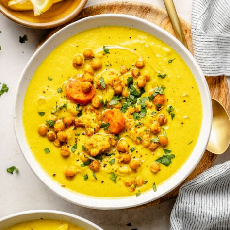 Golden Soup - Gimme Delicious Golden Glow Soup, Glow Soup, Golden Soup, Golden Curry, Gimme Delicious, Curry Soup, Head Of Cauliflower, Easy Soup, Ground Turmeric