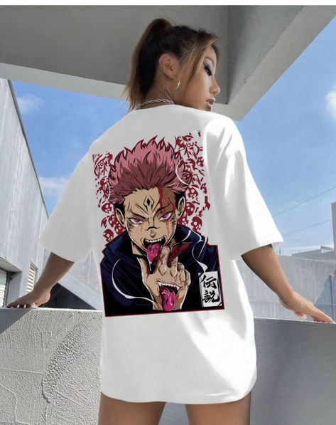 Anime Custom Clothes, Jjk Clothes, Otaku Clothes, Anime Pants, Custom Jeans Diy, Anime Diy, Cool Shirt Designs, Anime Tshirt, Anime Clothes