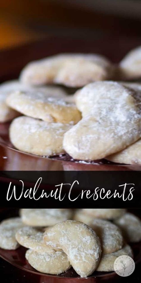 Walnut Crescent Cookies Recipe, Walnut Cookie Recipes, Christmas Cookie Exchange Recipes, Crescent Cookies, Cookie Exchange Recipes, Babka Recipe, Best Cookies Ever, Walnut Cookies, Easy Cookie Recipes