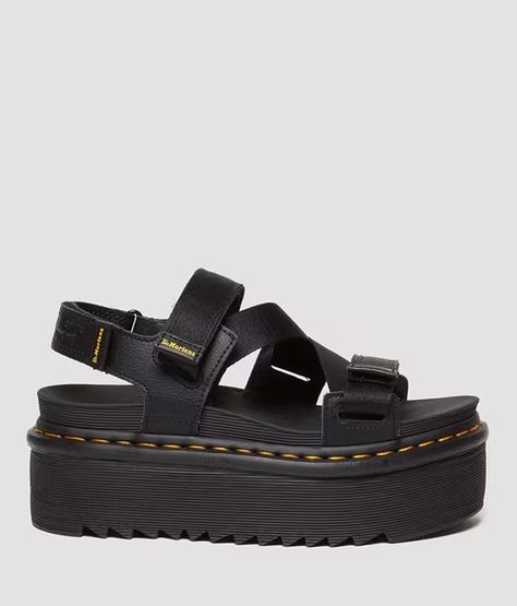 Dr. Martens Kimber Athena Flatform Sandal - Women's Shoes in Black | Buckle Doc Martens Platform Sandals, Dr Martens Platform Sandals, Dr Marten Blaire Sandals, Dc Martens Sandals, Black Dr Marten Sandals, Flatform Sandals, Goodyear Welt, Dr. Martens, Leather Coat