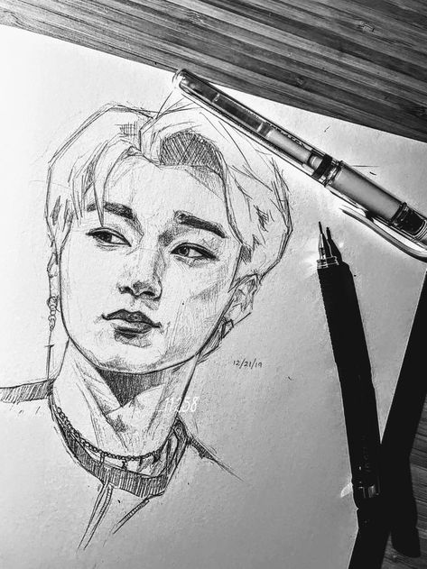 Ateez Drawings, Kpop Sketch, Ateez Fanart, Pop Illustration, Art Sketches Doodles, Drawing Examples, Kpop Art, Sketchbook Art Journal, San Ateez