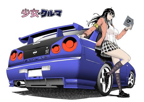 Christopher Robin (Goodotaku)... | Kai Fine Art Nissan Skyline R34 Pink, Skyline Nissan, Plaid Clothes, Jdm Girls, Reading School, Nissan Skyline R34, School Uniform Shoes, Skyline Gtr R34, Automotive Illustration