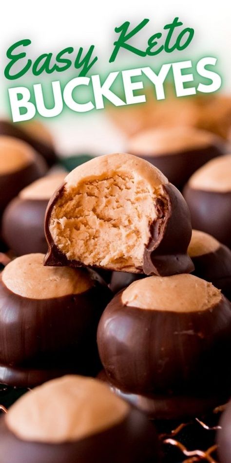 Sugar Free Buckeyes Recipe, Keto Buckeye Balls, Keto Buckeyes Recipe, Keto Christmas Candy Recipes, Keto Truffles Recipe, Keto Friendly Desserts Easy, Keto Halloween Desserts, Easy Keto Deserts, Keto Cookie Recipes Easy