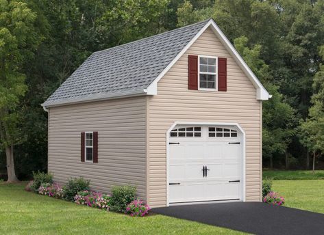 One Car Prefab Garages with Apartment Lofts & Living Quarters One Car Garage With Apartment Above, Single Car Garage Conversion, Garages With Living Quarters, Prefab Garage With Apartment, Car Garage With Loft, Garage With Loft, Above Garage Apartment, Two Story Garage, Detached Garage Designs