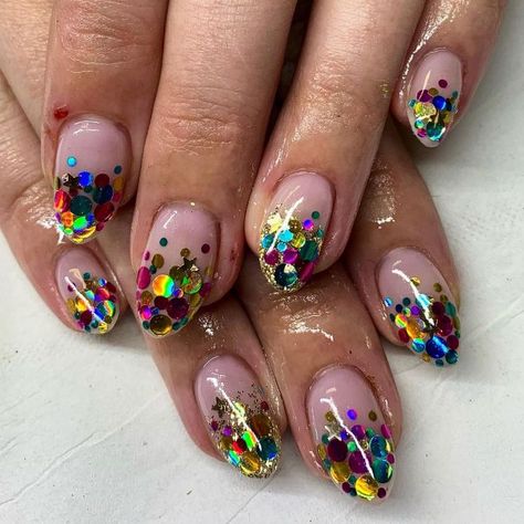 These Shiny Sequin Nails are Back in Style Today! | Fashionisers© 1st Birthday Nails, Birthday Sparkle Nails, Concert Nail Designs, Nails With Sequins, Sequin Nails, Sequin Nail Art, Sequins Nails, Cake Nails, Swift Nails