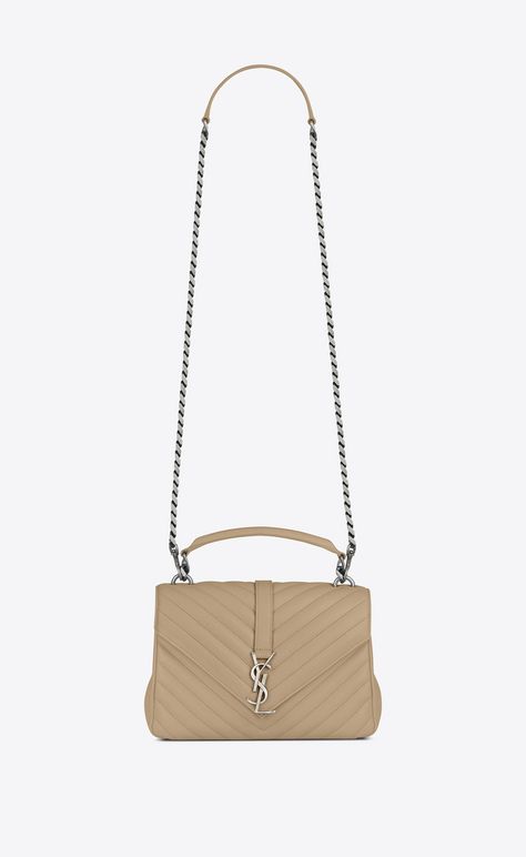 Monogram College Saint Laurent Store, Handbags Collection, Handbag Collection, Crossbody Handbags, College Bags, Dark Beige, Women's Handbags, Luxury Handbags, Cross Body Handbags