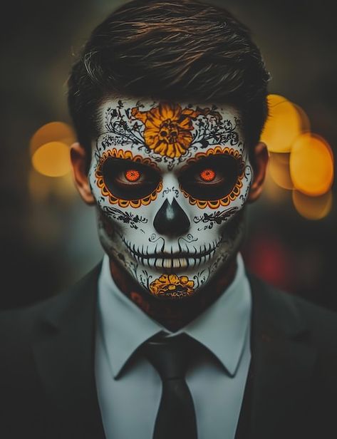 Day Of The Dead Makeup For Men, Nem Halloween Makeup, Sugar Skull Face Paint, Day Of The Dead Makeup, Skull Face Paint, Sugar Skull Face, Bricolage Halloween, Dead Makeup, Hispanic Culture