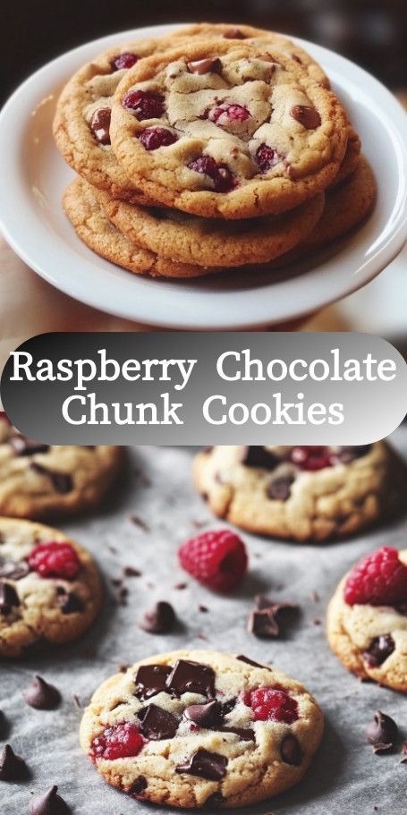 Irresistible Raspberry Chocolate Chunk Cookies: These cookies are a perfect blend of dark chocolate chunks and fresh raspberries for a delicious treat. Raspberry Cookies Recipes, Chocolate Raspberry Cookies, Berry Cookies, Raspberry Crumble, Easy To Make Cookies, Cozy Afternoon, Raspberry Cookies, Dark Chocolate Cookies, Raspberry Chocolate