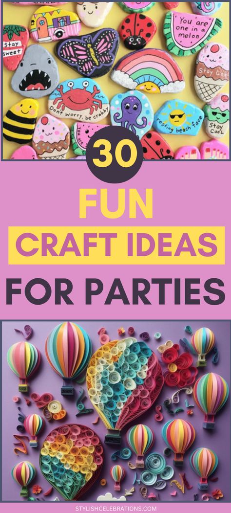 30 Craft Ideas for Kids Parties Kids Birthday Party Crafts Activities, Kids Party Crafts Activities, Birthday Activity Ideas For Kids, Craft Party Ideas For Kids, Crafts For Kids Birthday Party, Birthday Party Crafts For Kids, Crafts For Birthday Parties, Craft Birthday Party Ideas, Birthday Party Craft Ideas