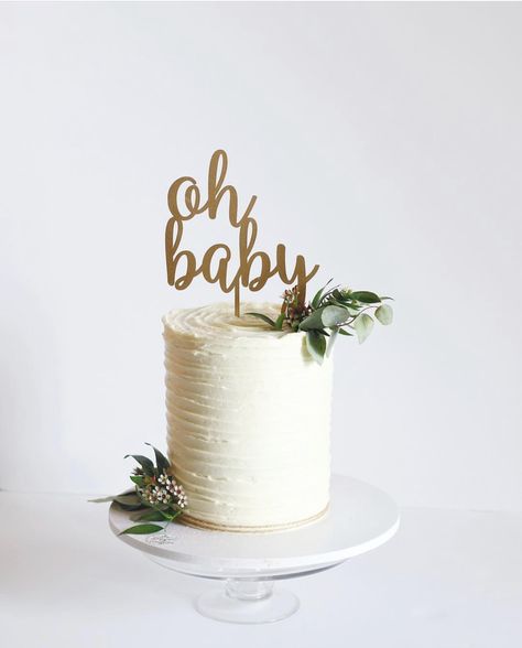 Gender Reveal Cake Ideas Neutral, Cakes For Baby Showers Neutral, Minimal Gender Reveal Cake, Oh Baby Cake Ideas, Gender Neutral Cake Ideas, Gender Reveal Cake Ideas Simple White, Eucalyptus Baby Shower Cake, Baby Shower Cake Gender Neutral, Gender Reveal Cake Neutral