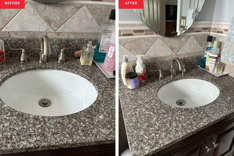 Bathroom before and after cleaning. Before And After Cleaning, Clean House Tips, Yard Cleaning, Never Going Back, House Tips, Cape Cod House, Dirty Dishes, Cleaning Tricks, Clean Office