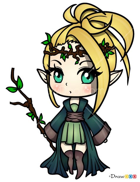 How to Draw Chibi Elf, Elves обновлено: July 3, 2018 автором: Elf Cartoon, Elf Drawings, Elf Druid, Painting References, Elves Fantasy, Anime Elf, Elf Girl, Female Elf, Forest Elf