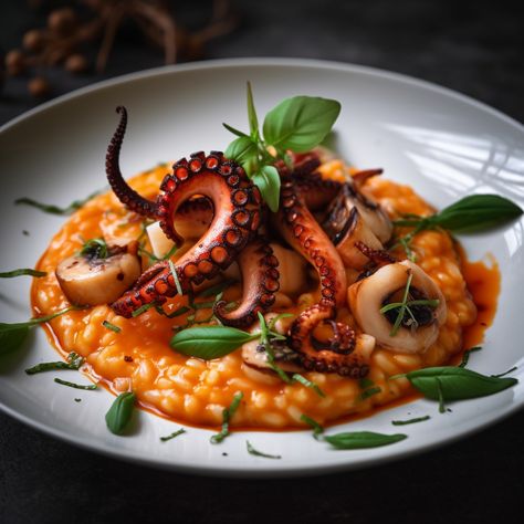 Octopus Risotto Recipe | Recipes.net Risotto Seafood Recipe, Octopus Dinner Recipe, Octopus Recipes Italian, Spanish Octopus Recipe, Octopus Pasta, Risotto Seafood, Octopus Dishes, Octopus Food, Langostino Recipes