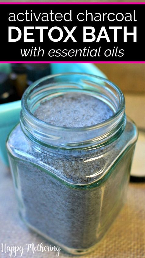 This activated charcoal detox bath soak recipe is amazing for cleansing the skin. Our essential oil blend smells amazing too, so you can enjoy your detoxifying bath. The blend of natural ingredients in this DIY beauty recipe can help pull toxins from the skin, soothe stress and it's great for sore muscles too. #detoxbath #activatedcharcoal #activatedcharcoaluses #charcoalbeauty #diybeauty #naturalbeauty #bathsoak #bathsalts #essentialoils Bath Soak For Sore Muscles, Activated Charcoal Bath Soak, Activated Charcoal Recipes, Activated Charcoal Uses, Detox Bath Recipe, Bath Soak Recipe, Bath Salts Recipe, Snacks Diy, Bath Detox