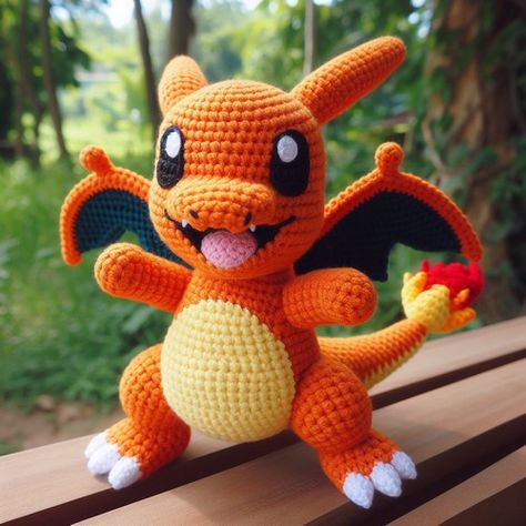 Crochet Charizard Pattern, Charizard Crochet Pattern Free, Charmander Crochet Pattern Free, Charizard Crochet, Crochet Charizard, Crochet Charmander, Pokémon Charizard, Pokémon Crochet, Anime Amigurumi