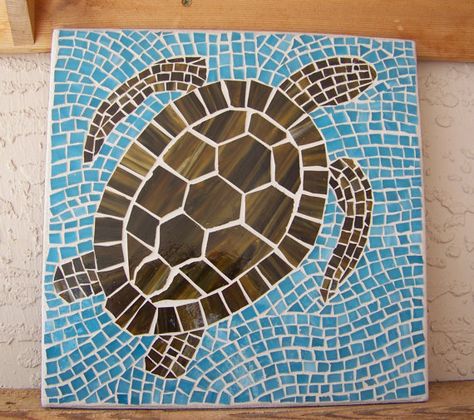 Sea Turtle Wall Art Turtle Wall Hanging Sea by bluewaveglass Art Turtle, Turtle Wall Decor, Stained Glass Mosaic Art, Mosaic Tiles Crafts, Paint Chip Art, Turtle Quilt, Sea Turtle Wall Art, Paper Mosaic, Turtle Wall Art