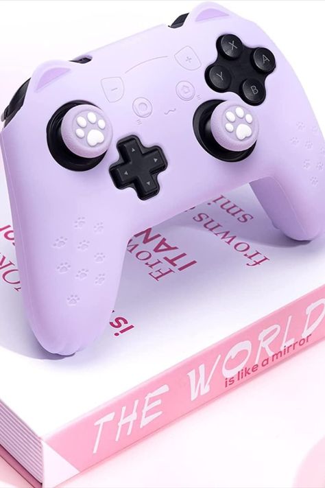 super cute! #controller #consolegaming #console #controllerskin #cat Blue Purple Gradient, Blue Game, Mobile Gaming, Purple Gradient, Xbox Controller, Gaming Room Setup, Purple Dark, Purple Cat, Video Games Pc