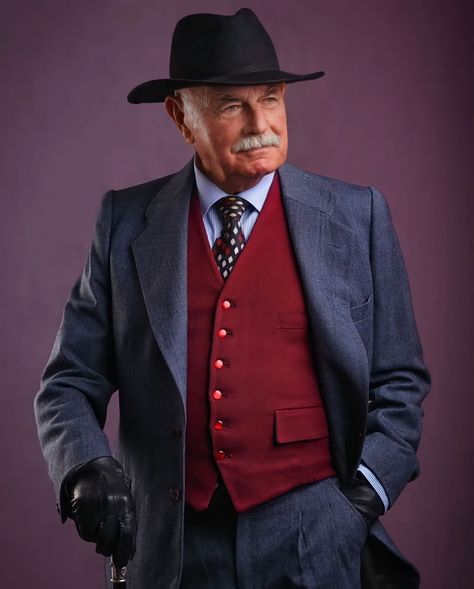 Old Man In Suit, Rich Old Man, 1950s Man, Old Bodybuilder, Batman Design, Ernest Borgnine, Old Man Fashion, Old Fat, Mustache Men