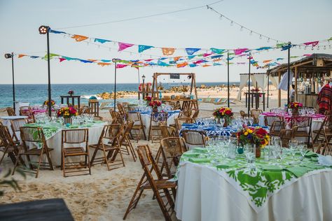 Elena Damy - Festive Mexican-themed Rehearsal Dinner on the Beach - Elena Damy Mexican Beach Party, Beach Rehearsal Dinner, Beach Dinner Parties, Party At The Beach, Rehearsal Dinner Ideas, Mexican Themed Party, Themed Party Ideas, Mexican Themed Weddings, White Fairy Lights