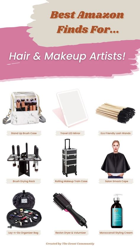 Amazon Finds For Artists, Makeup Artist Must Haves, Makeup Artist Must Haves Products, Amazon Finds For Hairstylist, Things You Need For Cosmetology School, Hair Stylist Travel Kit, Professional Makeup Artist Kit, Makeup Artist Supplies, Makeup Artist Kit