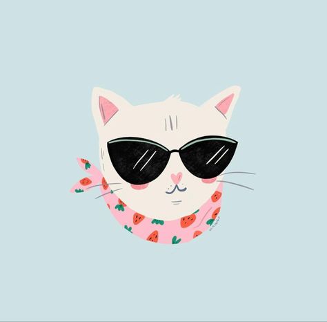 Instagram Cool, Cat Painting, Cat Illustration, Cat Drawing, Funky Art, Cute Dog, Cute Illustration, Animal Illustration, Cat Art