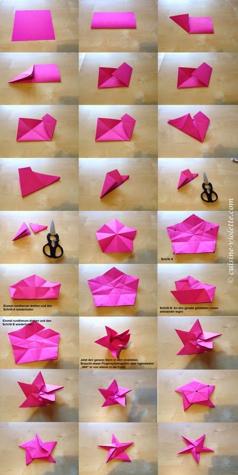 Tutorial Origami, Instruções Origami, Origami Butterfly, Christmas Origami, Origami Design, Origami Stars, Diy Origami, Origami Flowers, Handmade Christmas Decorations