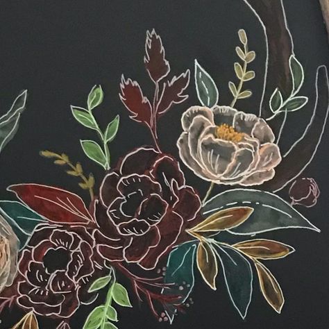 Something to Chalk About on Instagram: “Here are the fall flowers from yesterday...I really worked at trying to develop these deeper colors. Chalk inks (markers) are…” Chalk Marker Flowers, Chalk Art Thanksgiving, November Chalkboard Ideas, Chalk Boarder Designs Fall, Chalk Art Flowers, Chalk Sign Ideas, Liquid Chalk Art, October Chalkboard Art, Fall Chalk Art