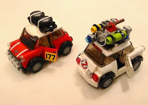 Lego Car Ideas, Mini Lego Cars, Lego Car Instructions, Lego Mini Cooper, Lego Mini Car, Simple Lego Car Instructions, Porsche Lego Car, Lego Auto, Construction Lego