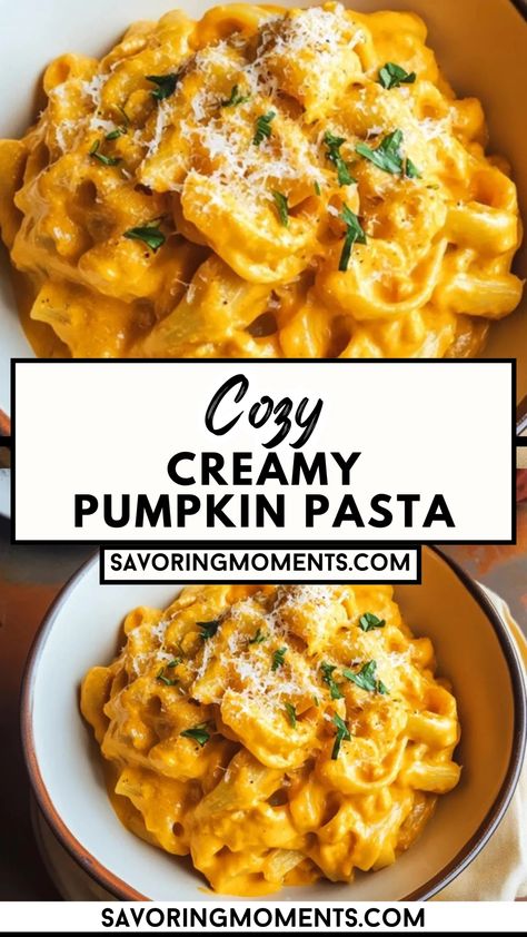 Indulge in the ultimate comfort of creamy pumpkin pasta, blending rich flavors of fall with a smooth, velvety sauce. Perfect for a cozy night in, this easy recipe combines seasonal pumpkin with parmesan and herbs for a pasta dish that’s pure comfort on a plate. Hungry? Click for the full recipe #PumpkinPasta #FallRecipes #CreamyPasta #ComfortFood #EasyDinner #CozyEats #PastaRecipe #PumpkinSeason #DinnerIdeas #QuickMeals #OnePotPasta #VegetarianDinner “Pumpkin pasta perfection in every bite!” Pasta And Pumpkin Recipe, Healthy Pumpkin Dinner Recipes, Pumpkin Spaghetti Sauce, Pumpkin Sauce For Pasta, Pumpkin Pasta Recipes, Pumpkin Meals, Pumpkin Spaghetti, Recipe With Pumpkin, Fresh Pumpkin Recipes