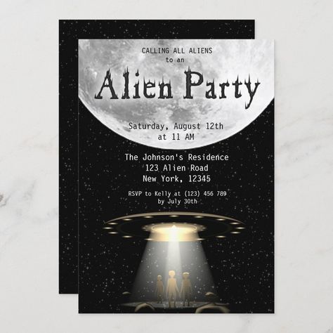 White Alien, Scary Alien, Alien Party, Halloween Birthday Invitations, 2024 Halloween, Aliens Funny, Halloween Invitations, Colored Envelopes, Space Theme