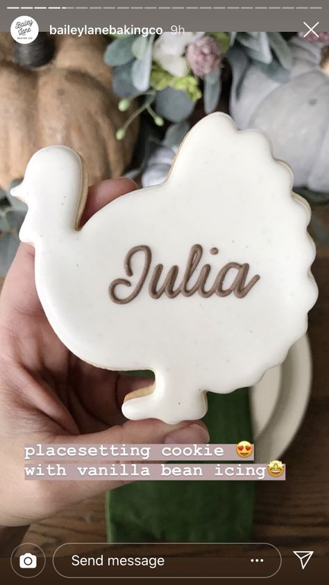 Thanksgiving Place Card Cookies, Place Card Cookies Thanksgiving, Cookie Place Cards, Monster Cookies Royal Icing, Thanksgiving Cookie Place Cards, Turkey Sugar Cookies Decorated, Thanksgiving Cookie Name Cards, Friendsgiving Sugar Cookies, Thanksgiving Sugar Cookies