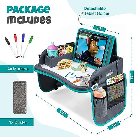 Amazon.com: Kids Travel Tray with Dry Erase Board, Car Seat Tray for Food & Play Activity, Carseat Table Trays for Toddler, Kid Activity Desk for Air Travel, No-Drop Tablet Holder & Borders (Grey with Blue Frame) : Baby Car Seat Travel Tray, Car Seat Tray, Table Trays, Travel Tray, Play Activity, Food Play, Toddler Car Seat, Kids Travel, Blue Frame