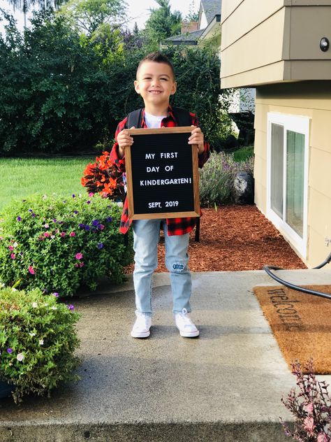 First Day Of Kindergarten Pictures, Kindergarten Photos, Kindergarten Pictures, First Day Of Kindergarten, Kindergarten First Day, September 2024, First Day Of School, First Day, Letter Board