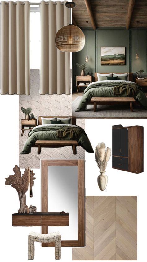 Mood Board Bedroom, Mood Board, Places To Visit, Bedroom, Green