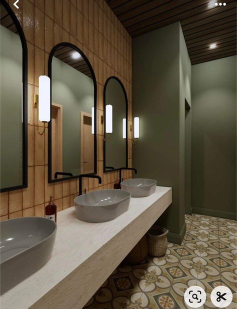 Public Toilet Design, Toilet Tiles Design, Industrial Coffee Shop, Public Restroom Design, Commercial Bathroom Designs, Toilet Hotel, Toilet Design Modern, Resort Interior Design, Industrial Toilets