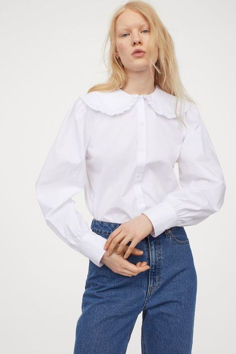 H&M Large-Collared Blouse Satijnen Blouses, Dress Ootd, Fall Winter Trends, Photoshoot Fashion, Collared Blouse, Jessica Jung, Vintage Outfit, High Street Fashion, Ladies Of London