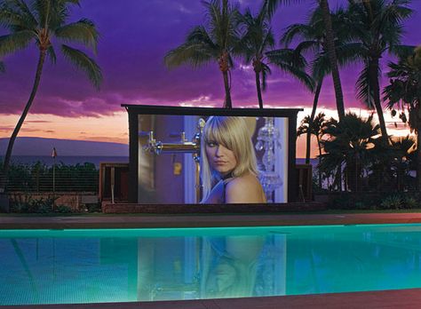 Backyard Movie Theaters, Outdoor Movie Theater, Outdoor Movie Screen, Outdoor Projector, Backyard Movie, Family Pool, Outdoor Theater, Outdoor Tv, Home Theater Design