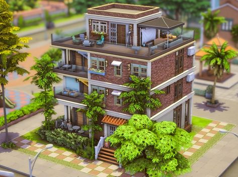 5 Unit Tomarang Apartment Unit | no cc | Patreon Sims Lots, The Sims 4 Lots, Sims Freeplay Houses, Die Sims 4, Apartment Exterior, Sims Houses, Narrow Lot House Plans, Play Sims 4, Sims Builds