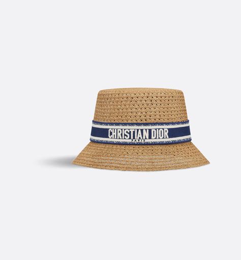 D-Bobby Small Brim Hat Straw with Blue and White Embroidered Band | DIOR Christian Dior Paris, Short T Shirt, White Band, Brim Hat, Straw Hat, Crochet Bag, Christian Dior, Straw, Crochet Hats