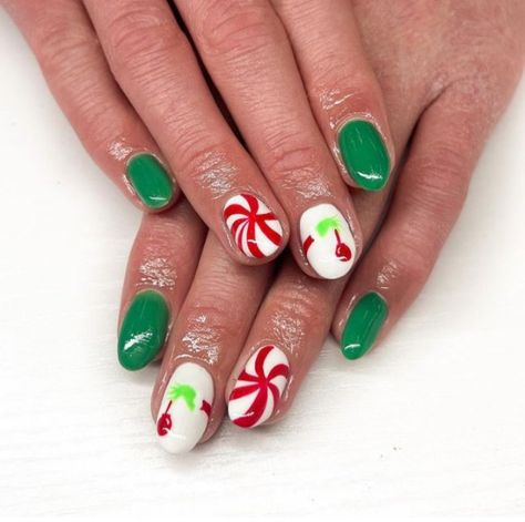 Nail Design Green, Nails Gel White, Nail Inspo Green, Christmas Nails Green, Green Christmas Nail, Classy Christmas Nails, Christmas Nail Inspo, Christmas Nail Design, Xmas Nail